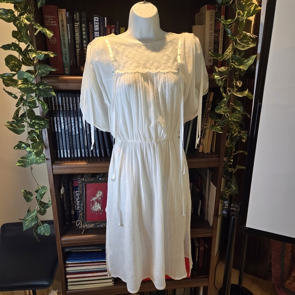 Boho Bride Vintage Boho Wedding Dress/Gauze Pantsuit Lace, Ribbons,Size 7/8,9/10 - Picture 10 of 16